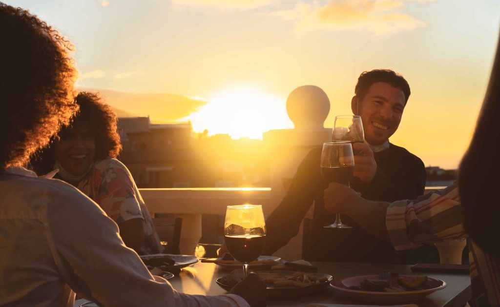 rooftop terrace bar at sunset in Palma de Mallorca
