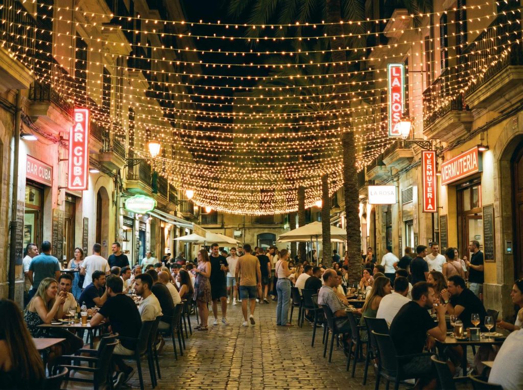 nightlife on a bar street in Santa Catalina Palma de Mallorca