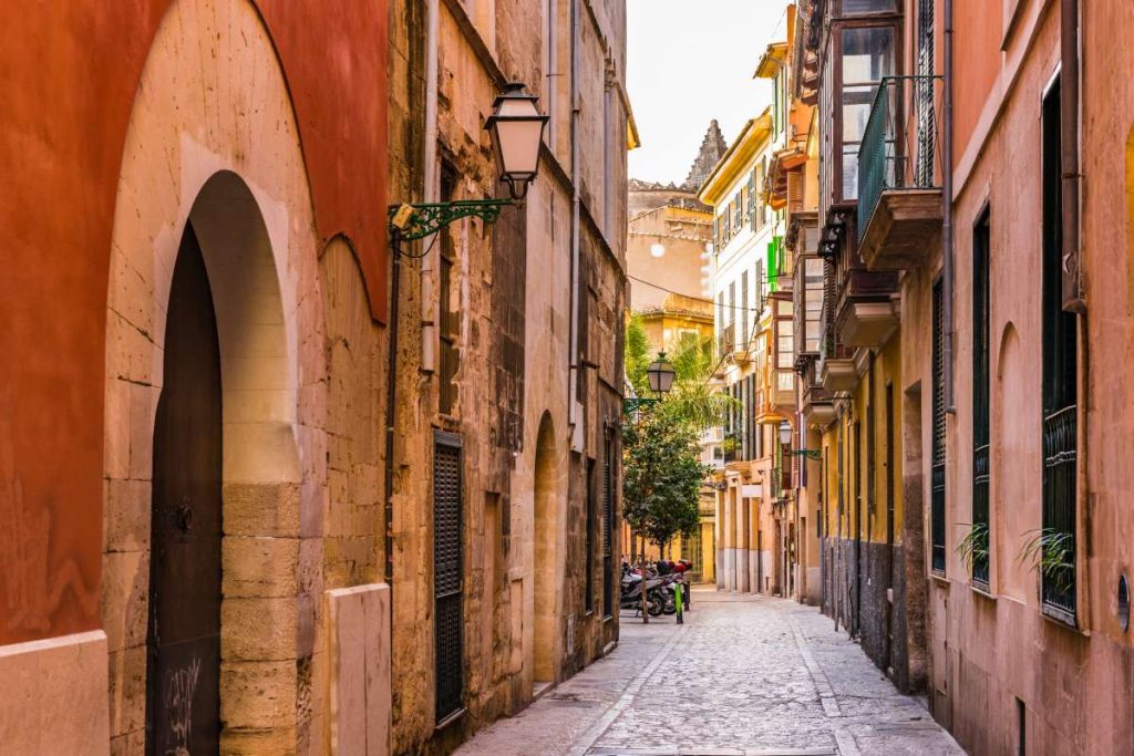 Walking down old town in Palma