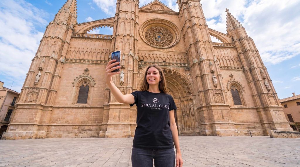 Enjoying a day out at Palma de Mallorca Cathedral